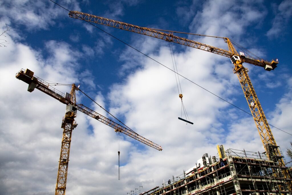 construction site, crane, construction machinery